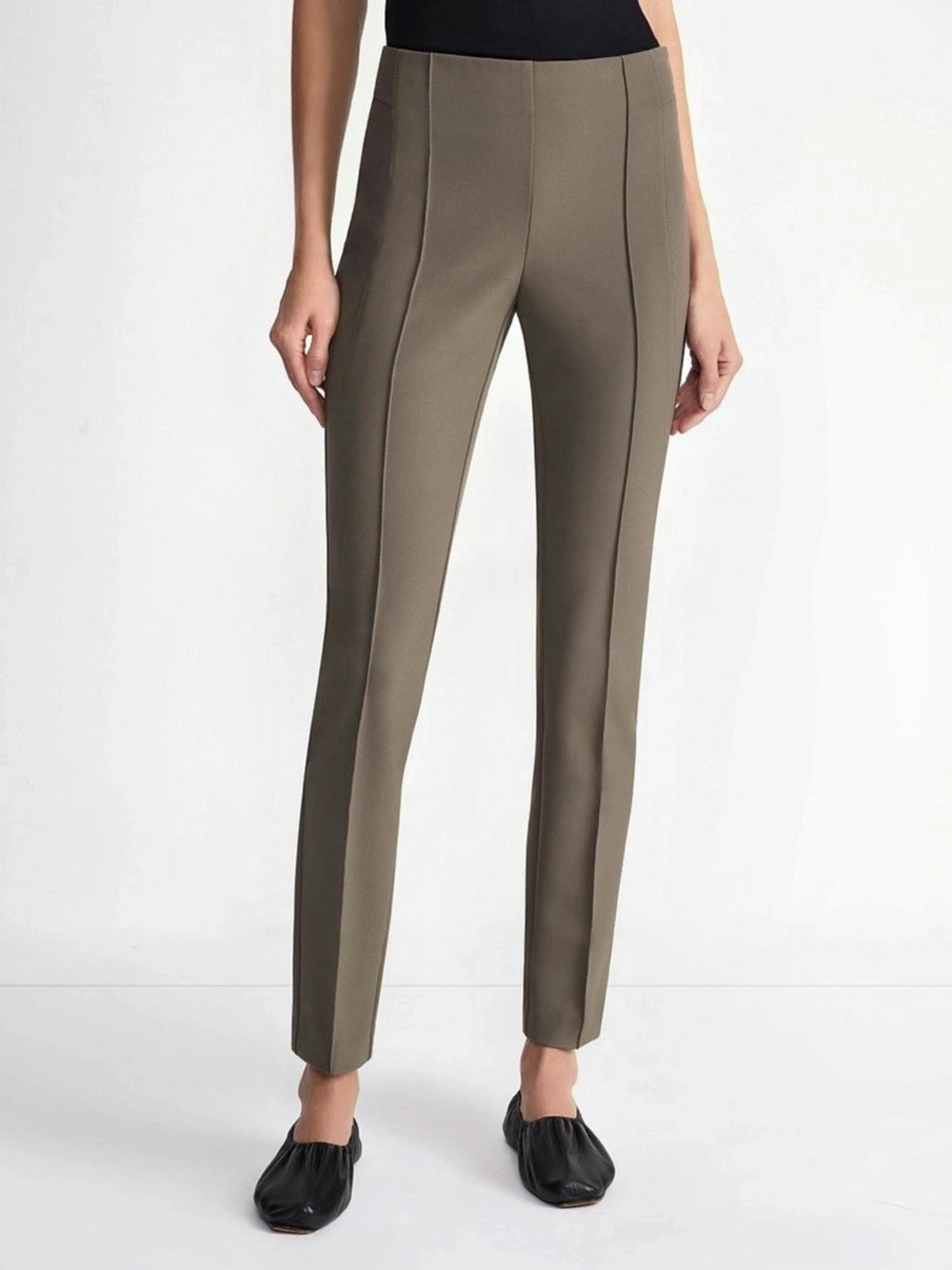 Lafayette 148 Gramercy Pants Womens 18 Taupe Brown Slim Ankle Pintuck Stretch